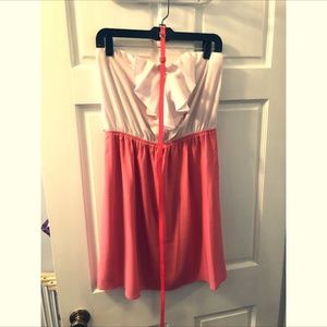 Expres Color block Ruffle Front Strapless Dress